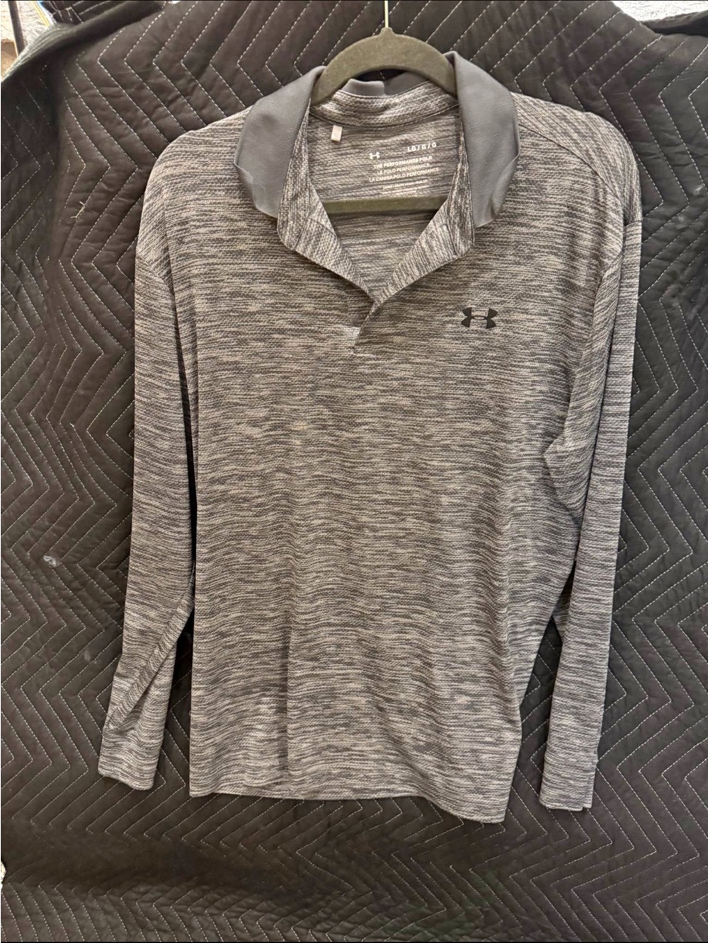 LG Men's Long-Sleeve Heathered Gray Polo